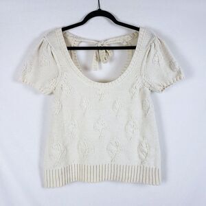 Moth Sweater Top Womens S Open Back Cream Coastal New England Fisherman